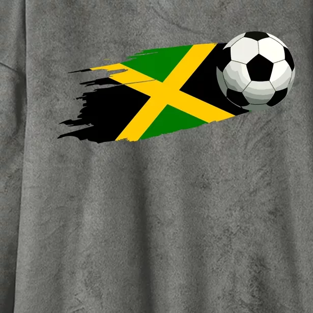 Jamaica Soccer Ball Jamaica Flag Jersey Jamaican Football Hooded Wearable Blanket