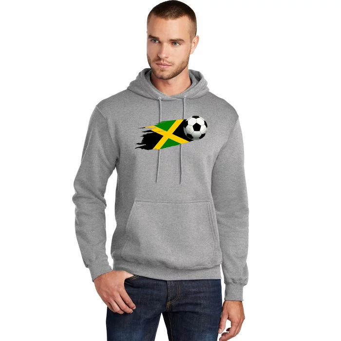 Jamaica Soccer Ball Jamaica Flag Jersey Jamaican Football Tall Hoodie