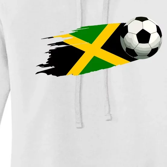 Jamaica Soccer Ball Jamaica Flag Jersey Jamaican Football Women's Pullover Hoodie