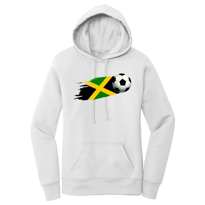 Jamaica Soccer Ball Jamaica Flag Jersey Jamaican Football Women's Pullover Hoodie