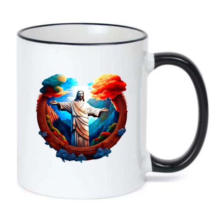 Jesus Surrounded By Nature Black Color Changing Mug