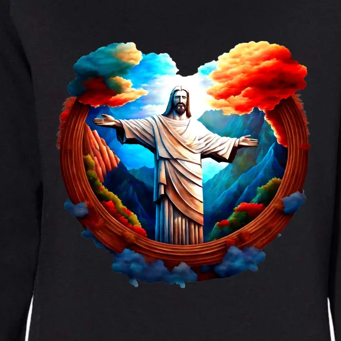 Jesus Surrounded By Nature Womens California Wash Sweatshirt