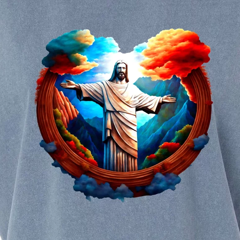 Jesus Surrounded By Nature Garment-Dyed Women's Muscle Tee