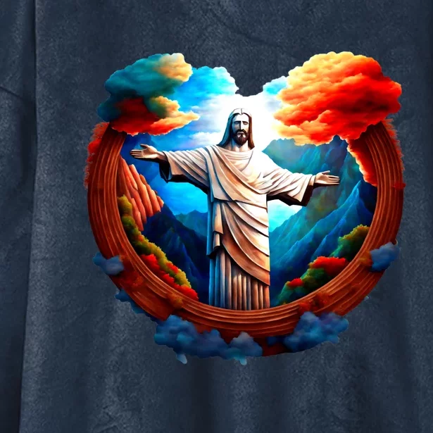 Jesus Surrounded By Nature Hooded Wearable Blanket