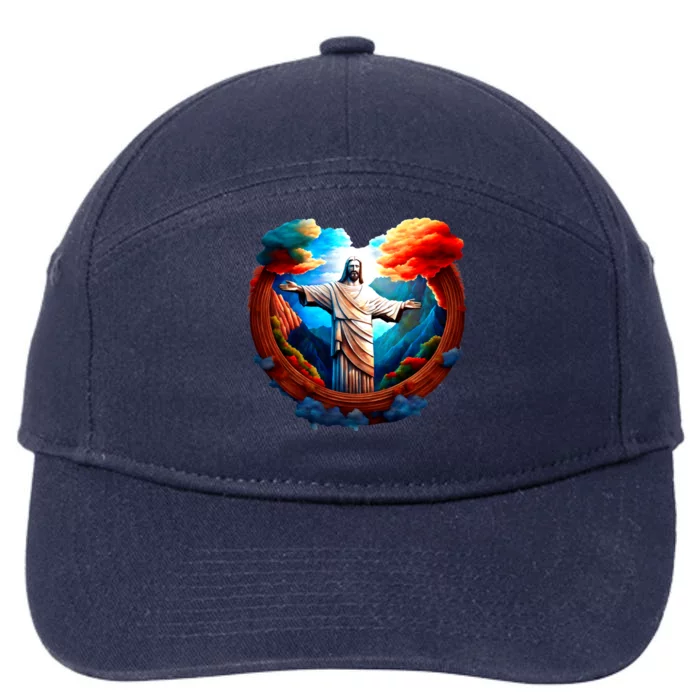 Jesus Surrounded By Nature 7-Panel Snapback Hat