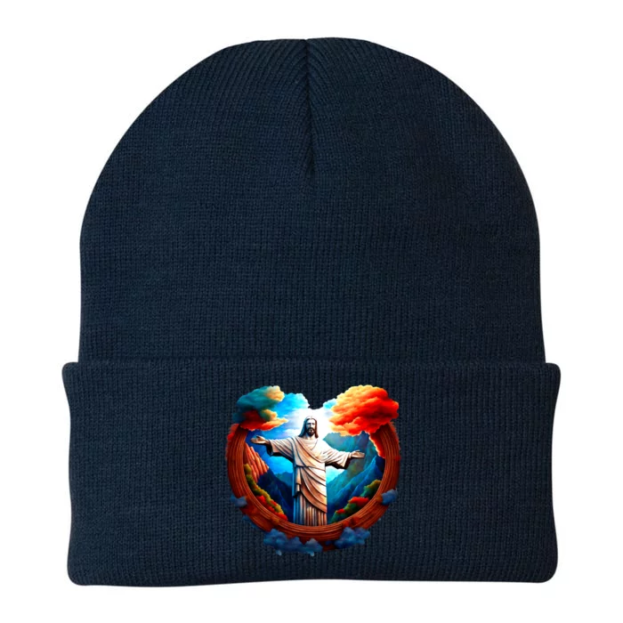 Jesus Surrounded By Nature Knit Cap Winter Beanie