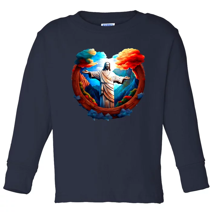 Jesus Surrounded By Nature Toddler Long Sleeve Shirt