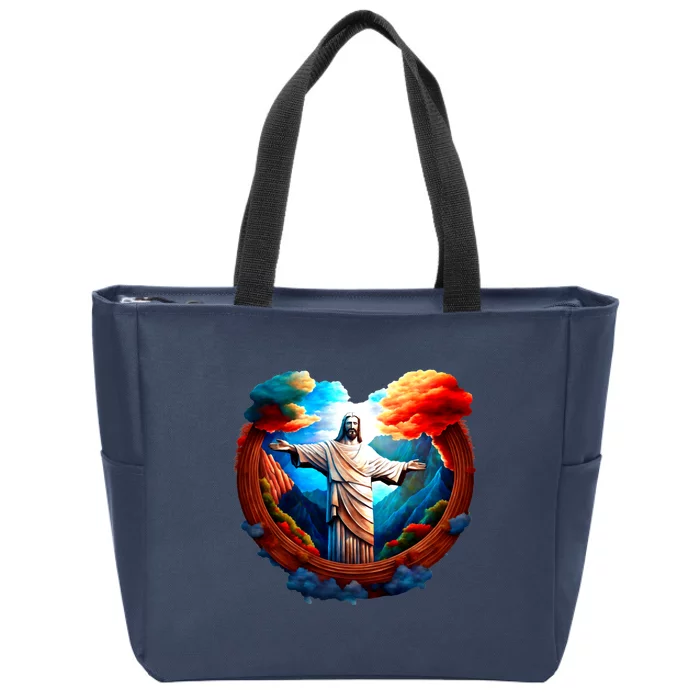 Jesus Surrounded By Nature Zip Tote Bag