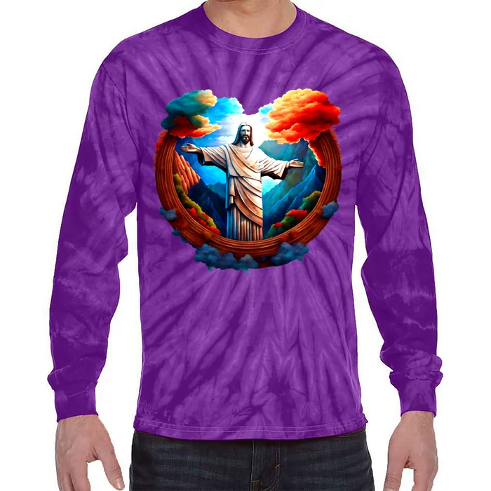 Jesus Surrounded By Nature Tie-Dye Long Sleeve Shirt