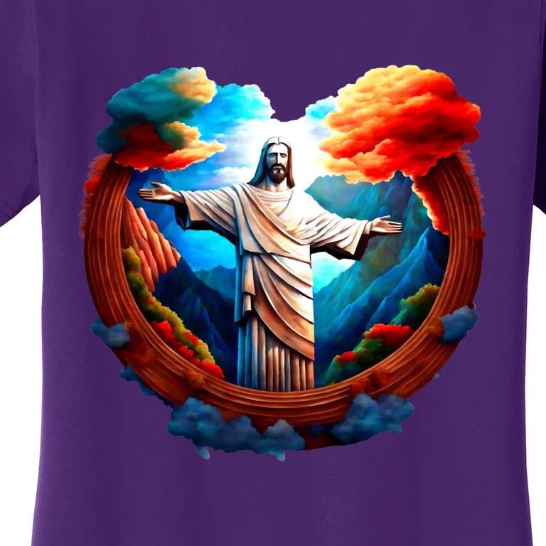 Jesus Surrounded By Nature Women's T-Shirt