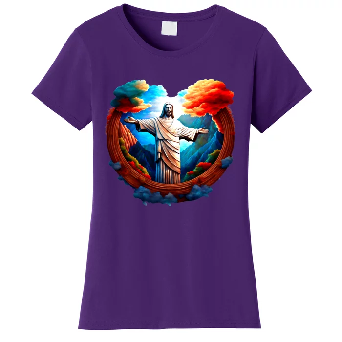 Jesus Surrounded By Nature Women's T-Shirt