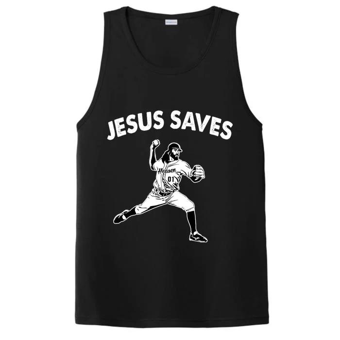 Jesus Saves Baseball Team Heaven Performance Tank