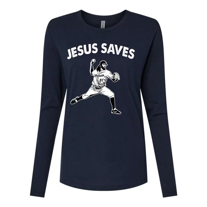 Jesus Saves Baseball Team Heaven Womens Cotton Relaxed Long Sleeve T-Shirt