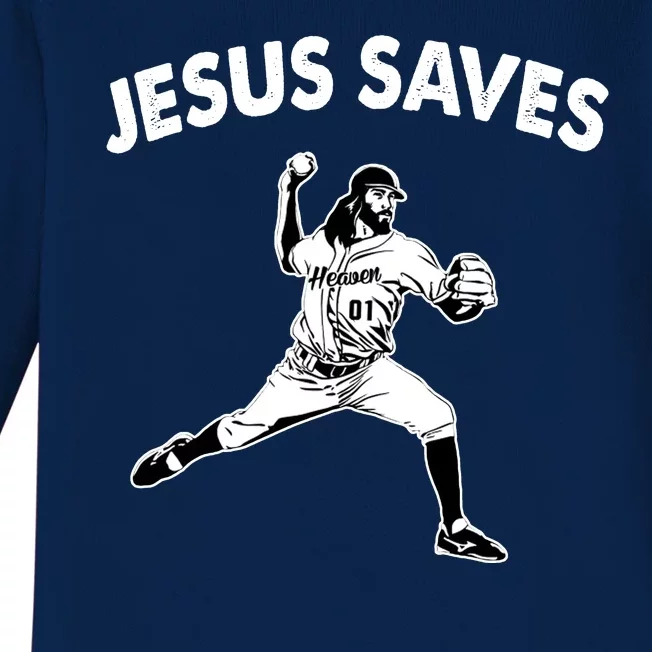 Jesus Saves Baseball Team Heaven Baby Long Sleeve Bodysuit