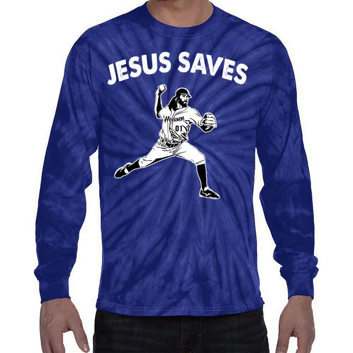 Jesus Saves Baseball Team Heaven Tie-Dye Long Sleeve Shirt