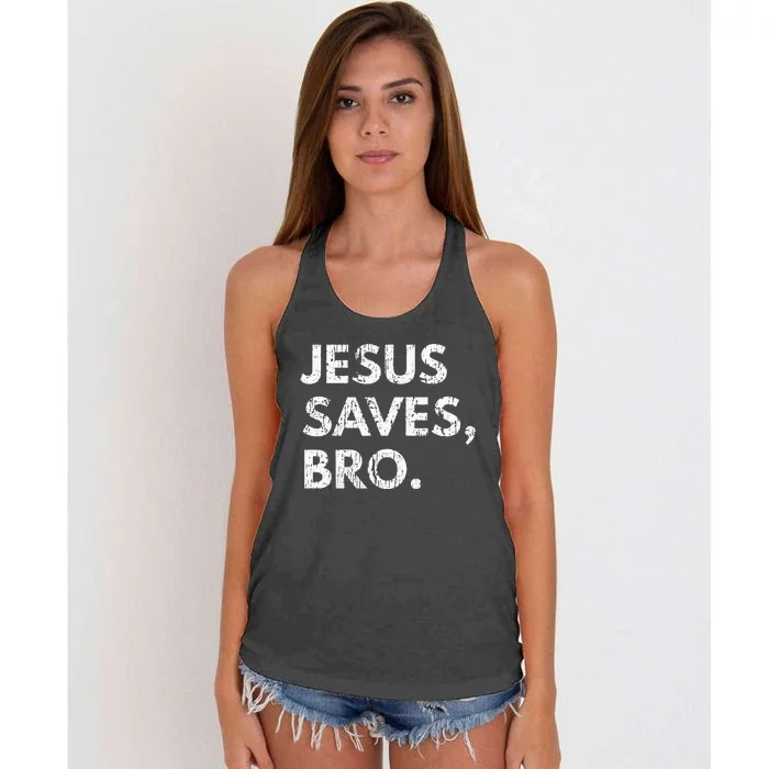 Jesus Saves Bro Vintage Pro Christian Religious Believer Women's Knotted Racerback Tank