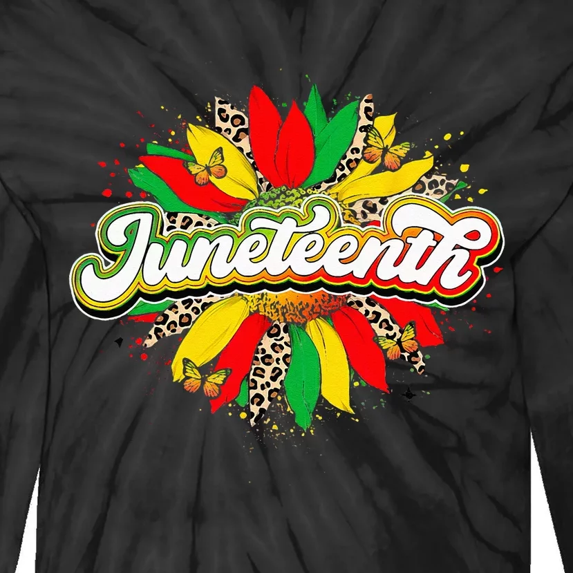 Juneteenth Sunflower Black History Pride African American Tie-Dye Long Sleeve Shirt