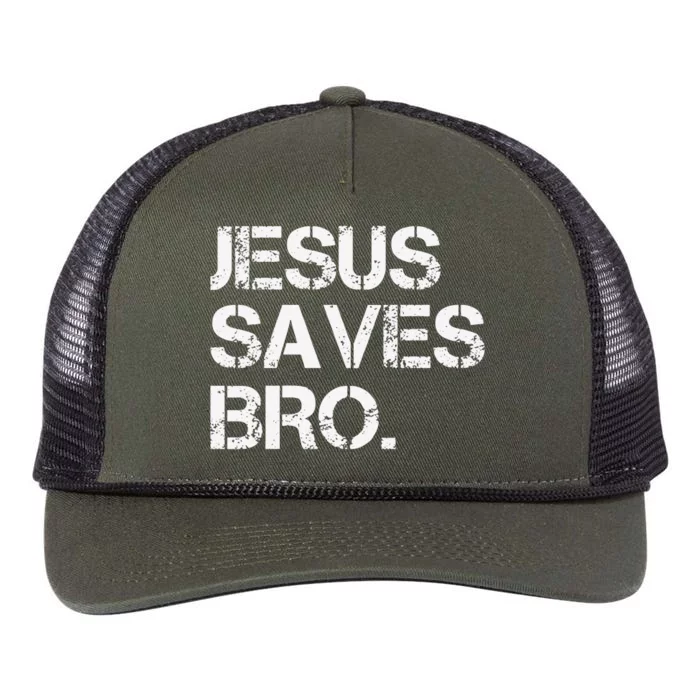 Jesus Saves Bro Vintage Funny Christian Religion Retro Rope Trucker Hat Cap