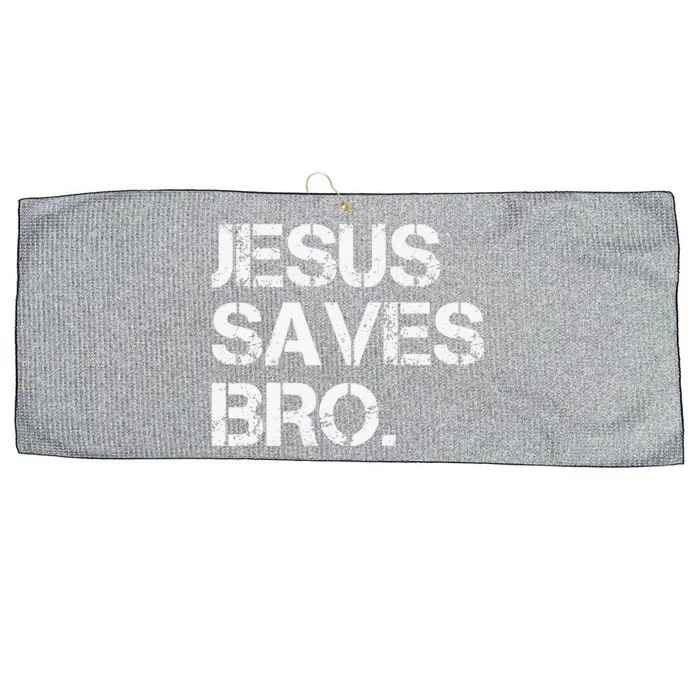 Jesus Saves Bro Vintage Funny Christian Religion Large Microfiber Waffle Golf Towel