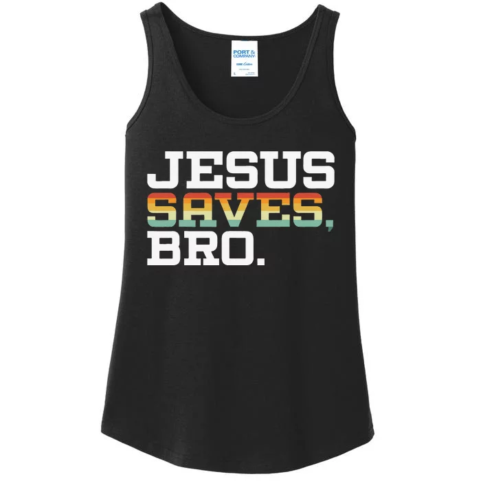 Jesus Saves Bro Vintage Pro Christian Religious Believer Ladies Essential Tank