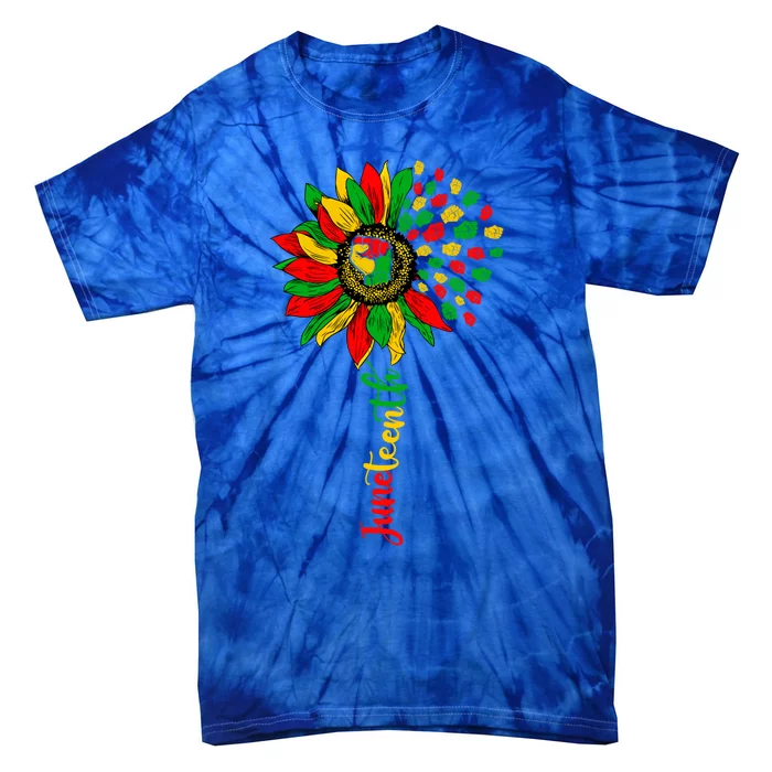 Juneteenth Sunflower Black History African American Freedom Meaningful Gift Tie-Dye T-Shirt