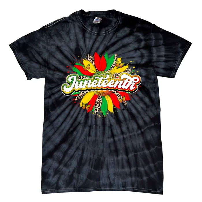 Juneteenth Sunflower Black History Pride African American Tie-Dye T-Shirt