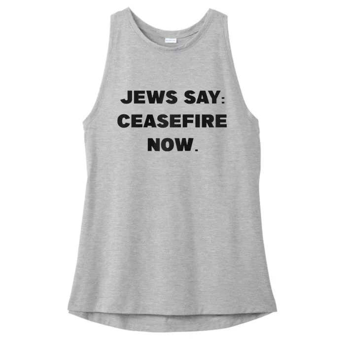 Jews say ceasefire now Raglan Baseball Ladies Tri-Blend Wicking Tank