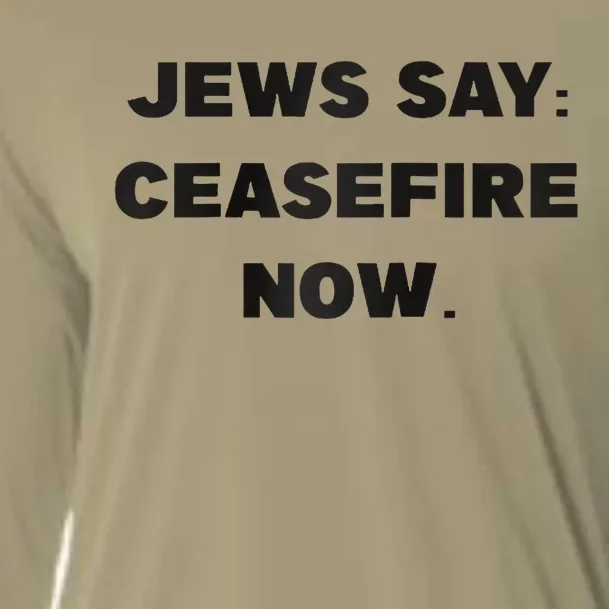 Jews say ceasefire now Raglan Baseball Cooling Performance Long Sleeve Crew