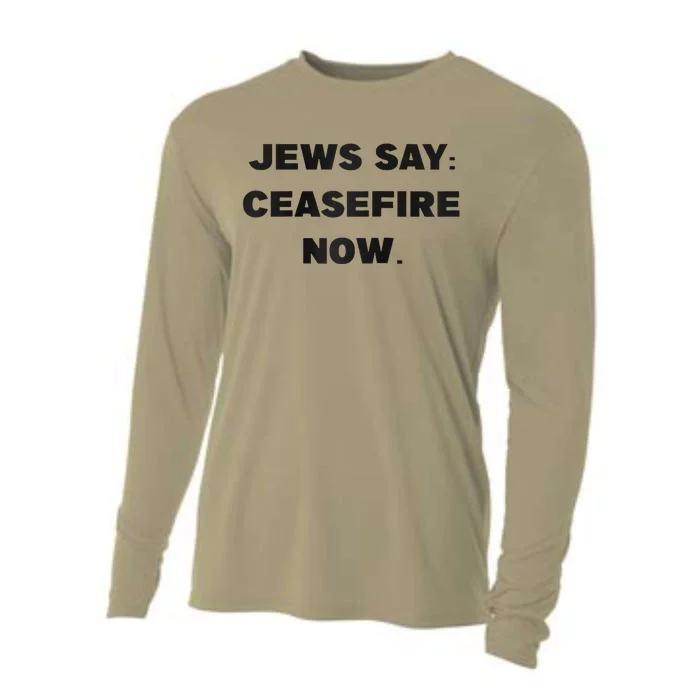 Jews say ceasefire now Raglan Baseball Cooling Performance Long Sleeve Crew