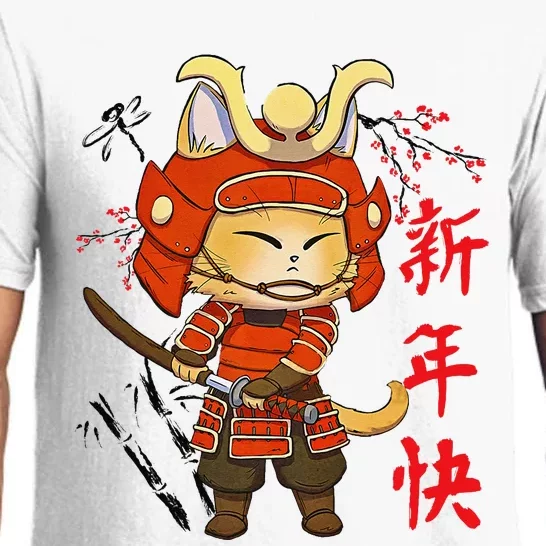 Japanese Samurai Cat Tattoo Kawaii Ninja Cat Pajama Set