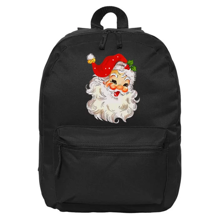 Jolly Santa Claus Face Vintage St. Nick Christmas 16 in Basic Backpack