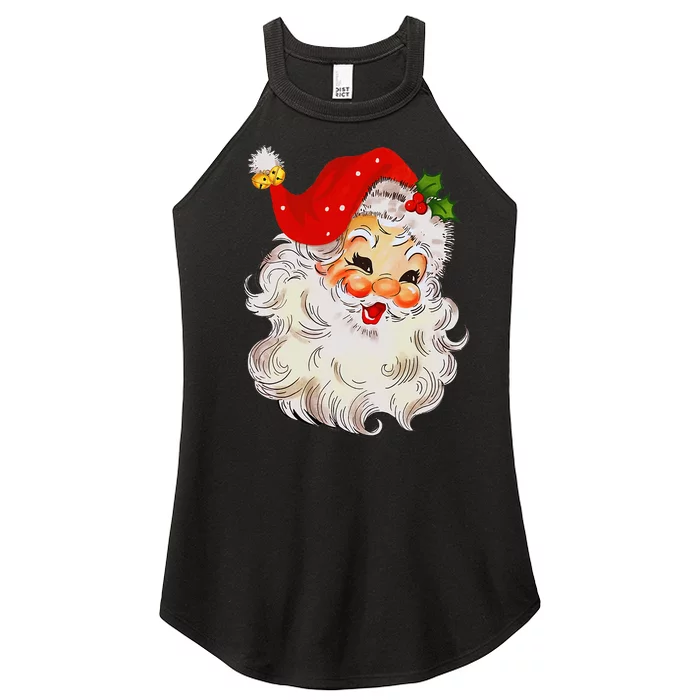 Jolly Santa Claus Face Vintage St. Nick Christmas Women’s Perfect Tri Rocker Tank