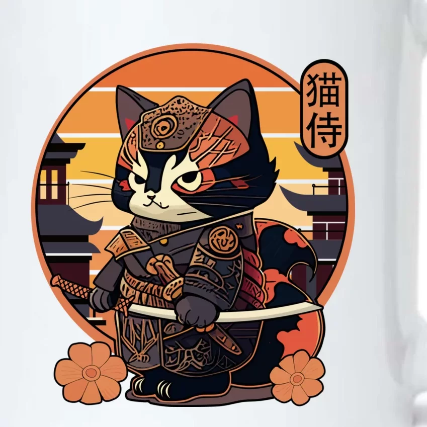 Japanese Samurai Cat Tattoo Kawaii Ninja Cat Black Color Changing Mug