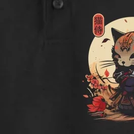 Japanese Samurai Cat Tattoo Kawaii Ninja Cat Dry Zone Grid Performance Polo