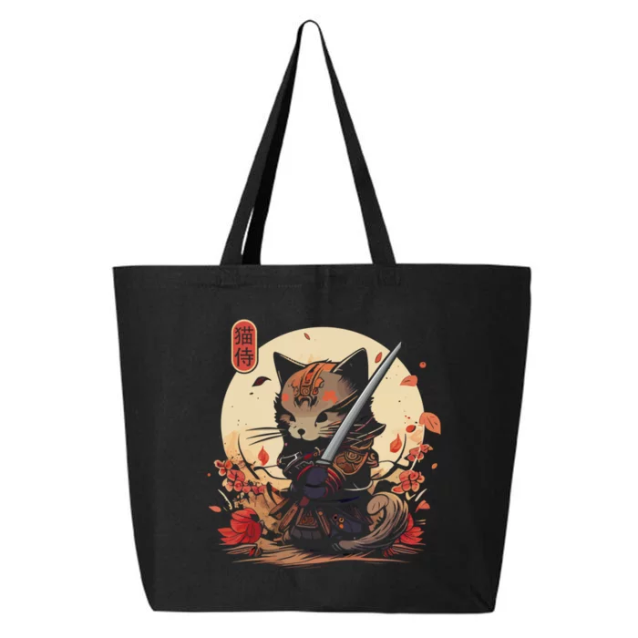 Japanese Samurai Cat Tattoo Kawaii Ninja Cat 25L Jumbo Tote