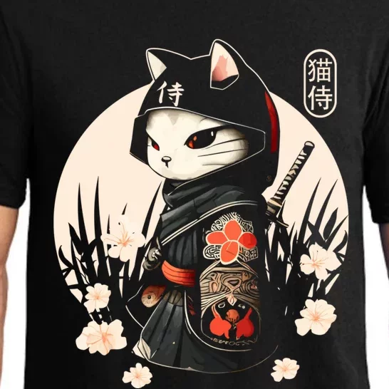 Japanese Samurai Cat Tattoo Kawaii Ninja Cat Ninja Kitten Warriors Pajama Set