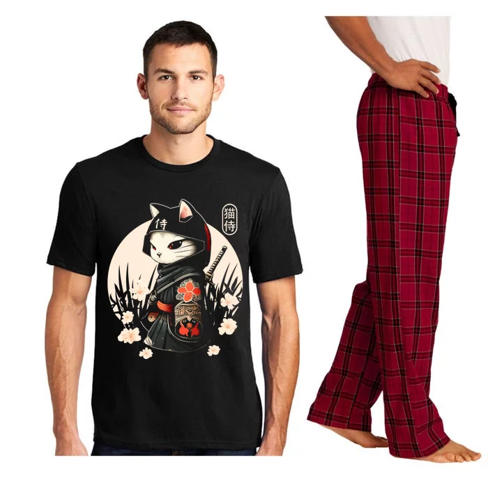 Japanese Samurai Cat Tattoo Kawaii Ninja Cat Ninja Kitten Warriors Pajama Set