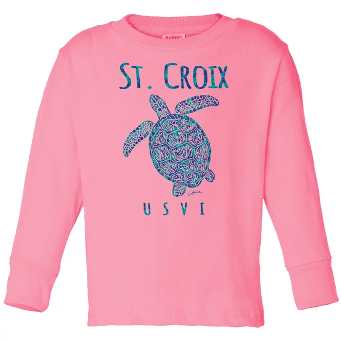 JCombs: St. Croix, USVI, Sea Turtle, Beach Toddler Long Sleeve Shirt