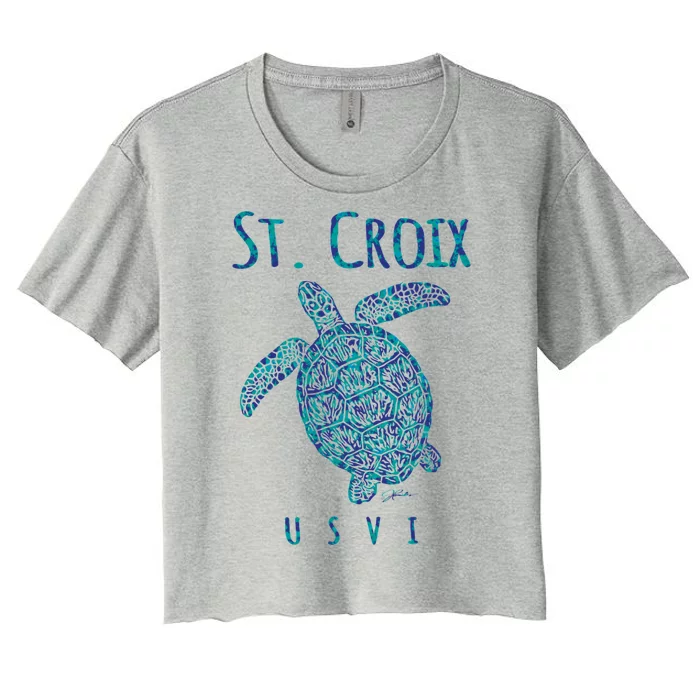 JCombs: St. Croix, USVI, Sea Turtle, Beach Women's Crop Top Tee