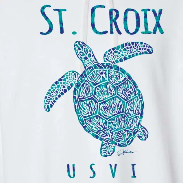 JCombs: St. Croix, USVI, Sea Turtle, Beach Garment-Dyed Fleece Hoodie