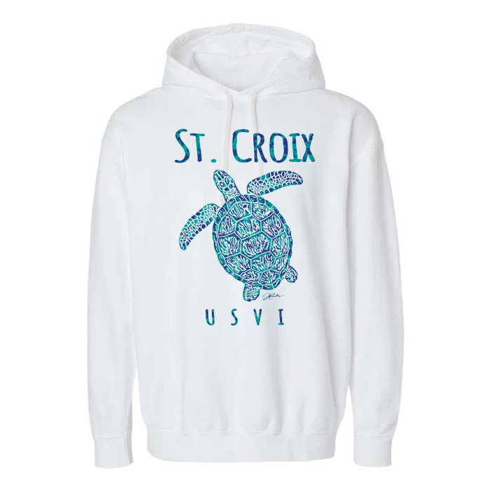 JCombs: St. Croix, USVI, Sea Turtle, Beach Garment-Dyed Fleece Hoodie