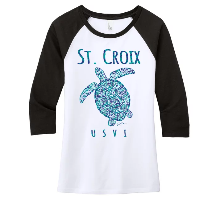 JCombs: St. Croix, USVI, Sea Turtle, Beach Women's Tri-Blend 3/4-Sleeve Raglan Shirt