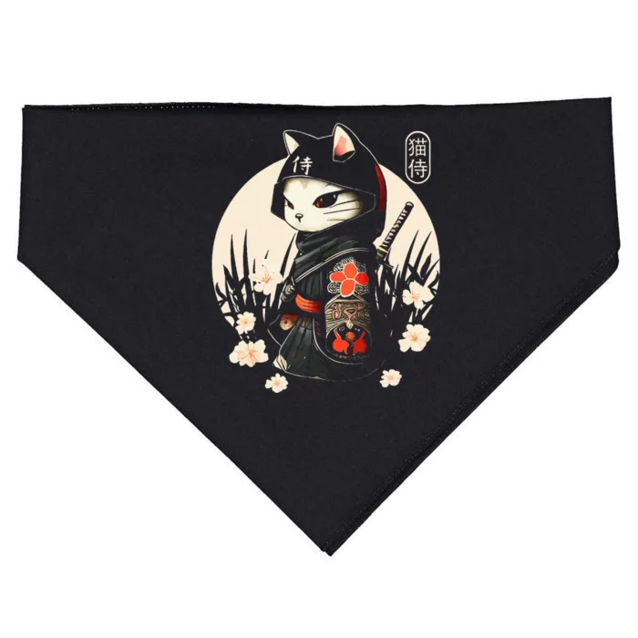 Japanese Samurai Cat Tattoo Kawaii Ninja Cat USA-Made Doggie Bandana