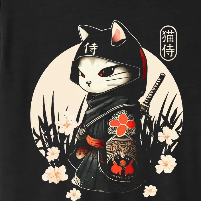 Japanese Samurai Cat Tattoo Kawaii Ninja Cat ChromaSoft Performance T-Shirt