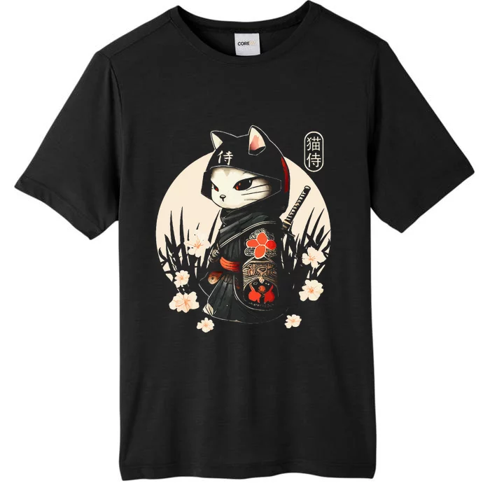 Japanese Samurai Cat Tattoo Kawaii Ninja Cat ChromaSoft Performance T-Shirt