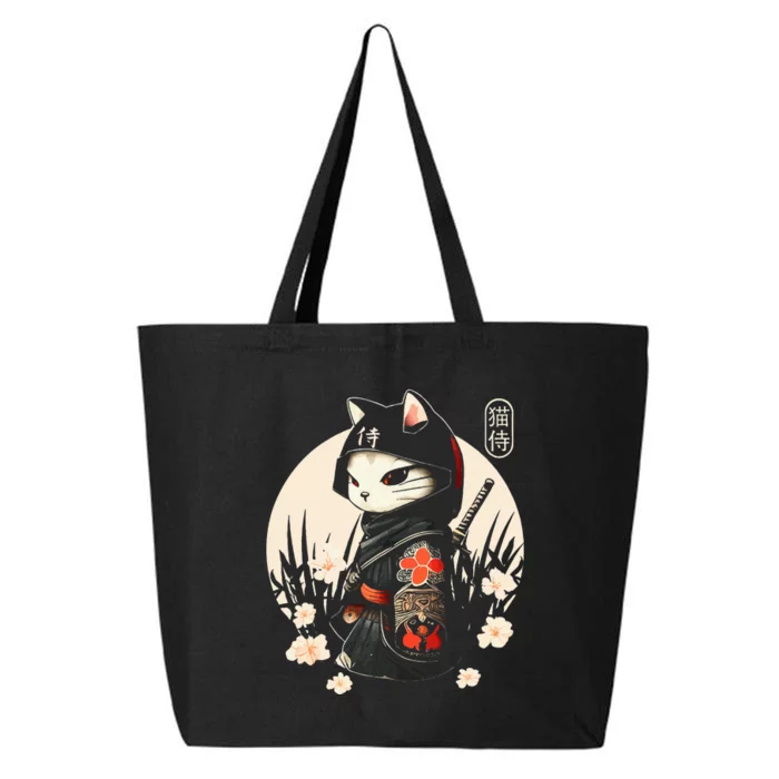 Japanese Samurai Cat Tattoo Kawaii Ninja Cat 25L Jumbo Tote