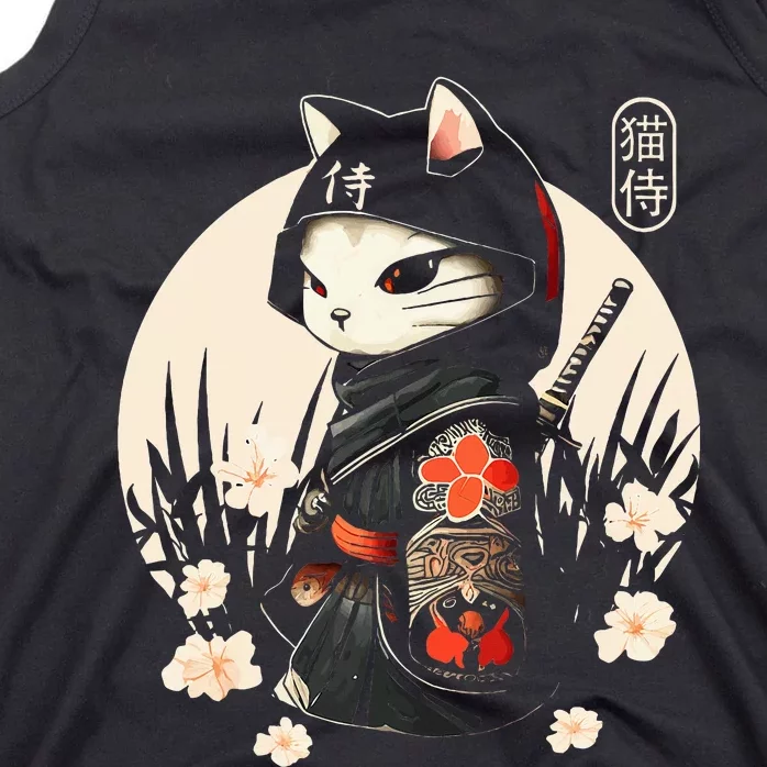 Japanese Samurai Cat Tattoo Kawaii Ninja Cat Tank Top