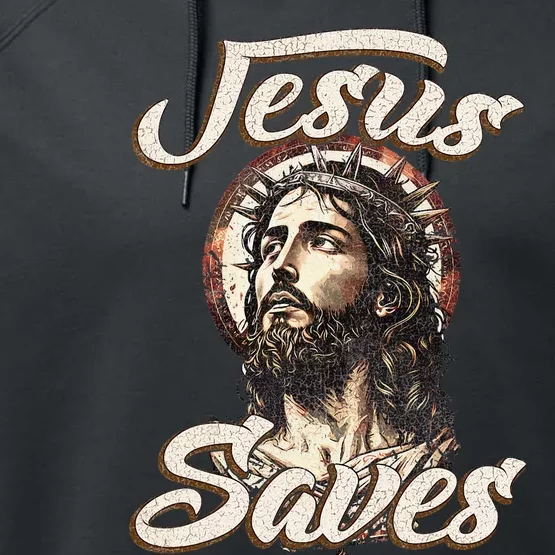 Jesus Saves Christian faith Religious God Believer Performance Fleece Hoodie