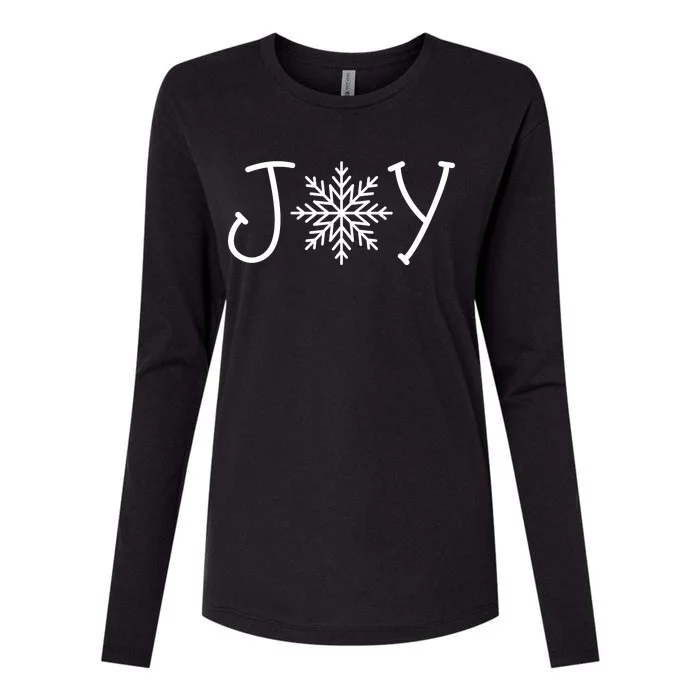 Joy Snowflake Christmas Womens Cotton Relaxed Long Sleeve T-Shirt