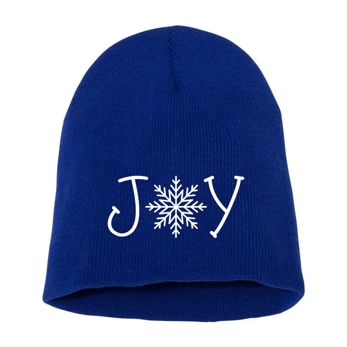 Joy Snowflake Christmas Short Acrylic Beanie